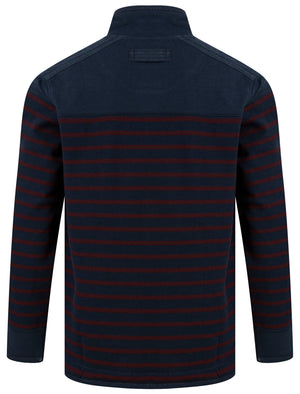 Bibury Striped Cotton Pique Half Zip Neck  Sweater Top in Port Royale - Tokyo Laundry