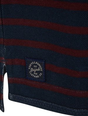 Bibury Striped Cotton Pique Half Zip Neck  Sweater Top in Port Royale - Tokyo Laundry