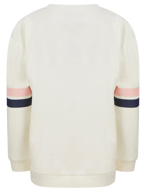 Biscuit Sports Motif Cotton Blend Fleece Sweatshirt in Coconut Milk -  Tokyo Laundry