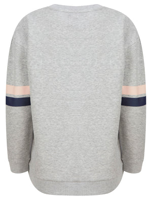 Biscuit Sports Motif Cotton Blend Fleece Sweatshirt in Light Grey Marl -  Tokyo Laundry