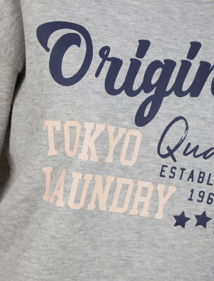 Biscuit Sports Motif Cotton Blend Fleece Sweatshirt in Light Grey Marl -  Tokyo Laundry