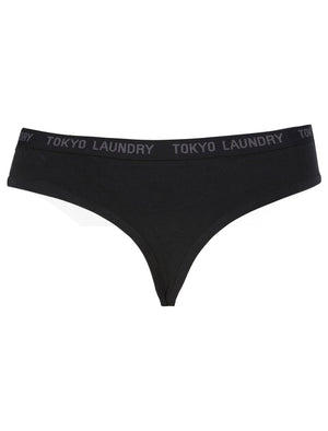 Bonny (5 Pack) Cotton Assorted Thongs in Black / White / Light Grey Marl / Mid Grey Marl - Tokyo Laundry