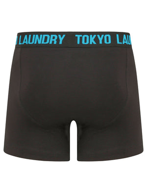 Booker (2 Pack) Boxer Shorts Set in Blue Atoll / Zinnia Orange - Tokyo Laundry