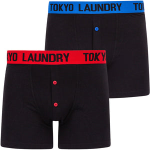 Borden (2 Pack) Boxer Shorts Set in Cobalt Skydiver / Toreador Red  - Tokyo Laundry