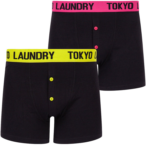 Borden (2 Pack) Boxer Shorts Set in Primrose Green / Beetroot Pink - Tokyo Laundry