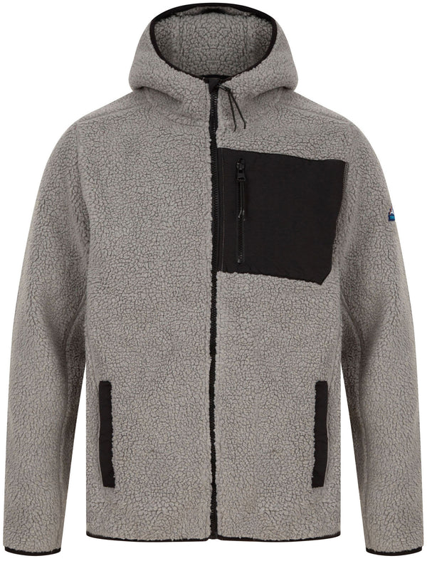 Brewer Teddy Borg Fleece Zip Through Hoody In Ghost Grey - Tokyo Laundry