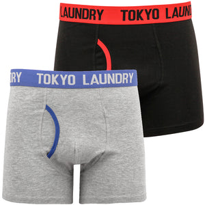 Brewster (2 Pack) Boxer Shorts Set in High Risk Red / Sea Surf Blue - Tokyo Laundry