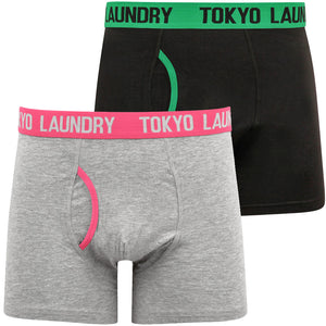 Brewster (2 Pack) Boxer Shorts Set in Jolly Green / Beetroot Pink - Tokyo Laundry