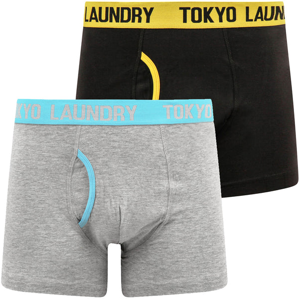 Brewster (2 Pack) Boxer Shorts Set in Lemon Chrome / Blue Atoll - Tokyo Laundry
