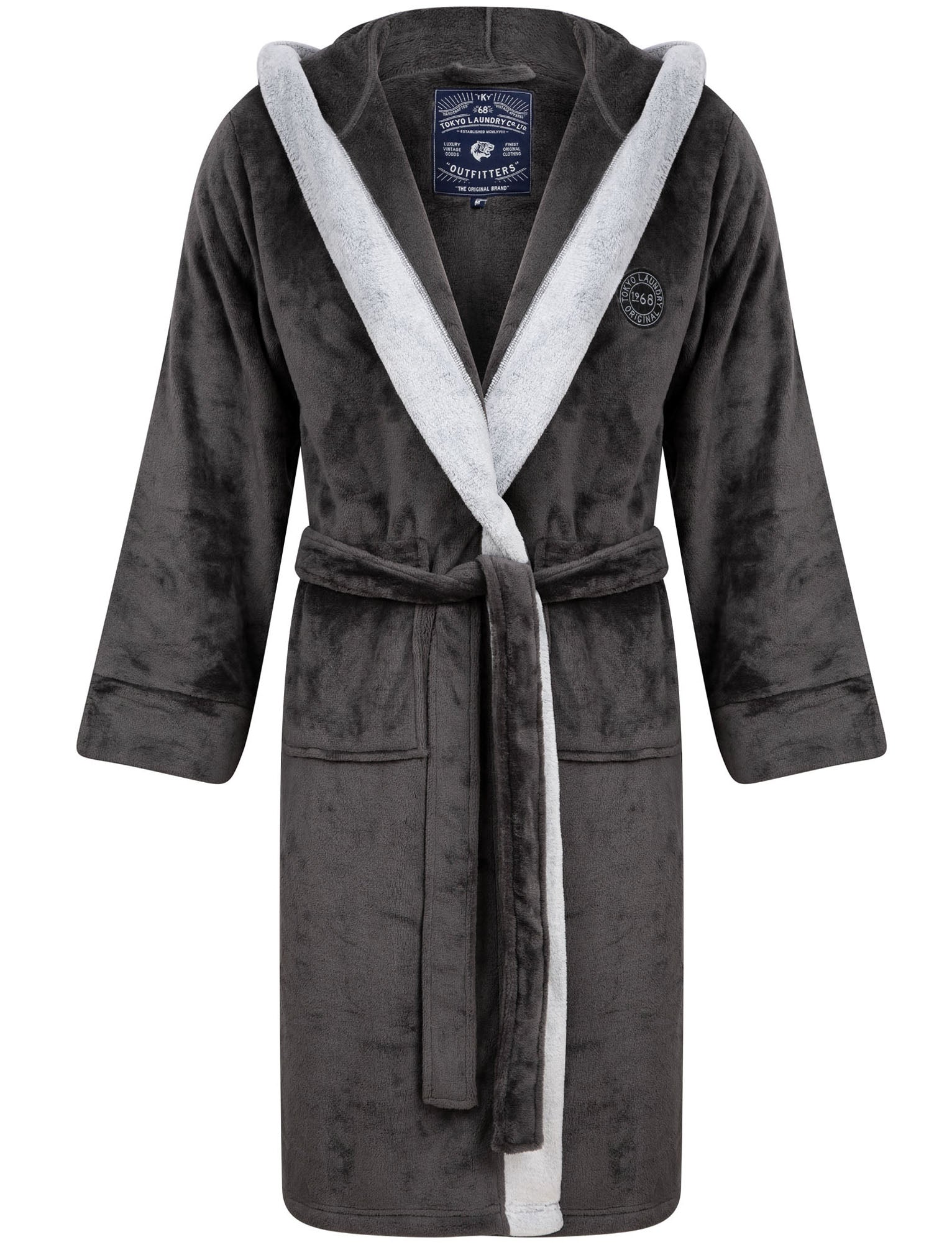 grey hooded dressing gown mens Mens Grey Fleece Hooded Dressing Gown Grey Mens Soft Dressing Gown With Hood Mens Grey Fleece