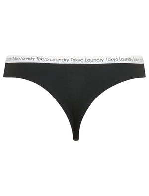 Cabo (3 Pack) No VPL Seam Free Assorted Thongs in Nine Iron / Jet Black / Optic White Marble Print - Tokyo Laundry