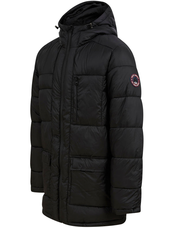 Cachora Quilted Puffer Jacket with Hood in Jet Black - Tokyo Laundry Active Tech