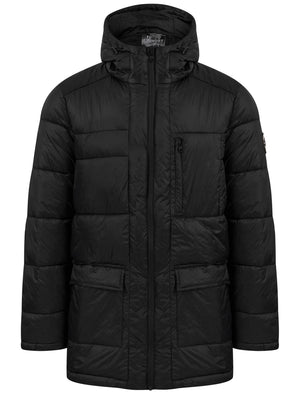 Cachora Quilted Puffer Jacket with Hood in Jet Black - Tokyo Laundry Active Tech