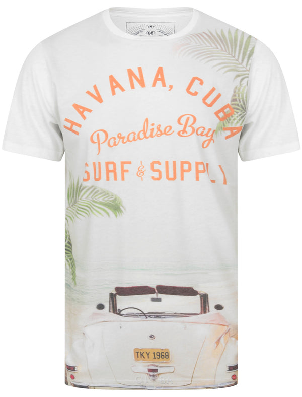 Camber Bay Motif Print Crew Neck T-Shirt In Optic White - Tokyo Laundry