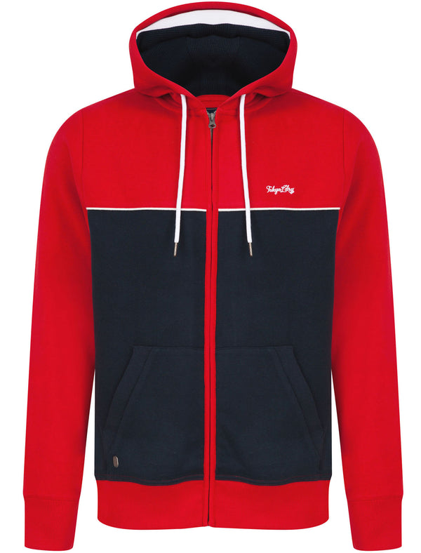 Carpenter Colour Block Zip Through Hoodie In Barados Cherry - Tokyo Laundry