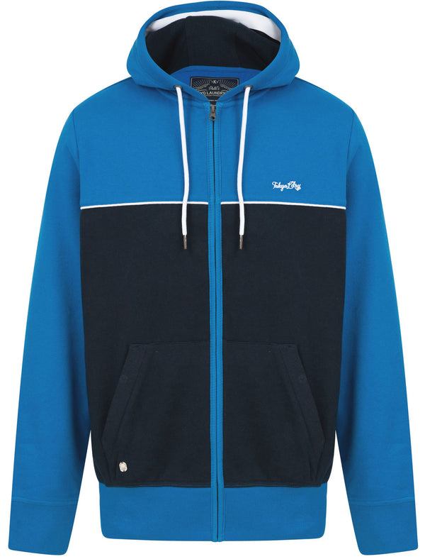 Carpenter Colour Block Zip Through Hoodie In Jet Blue - Tokyo Laundry