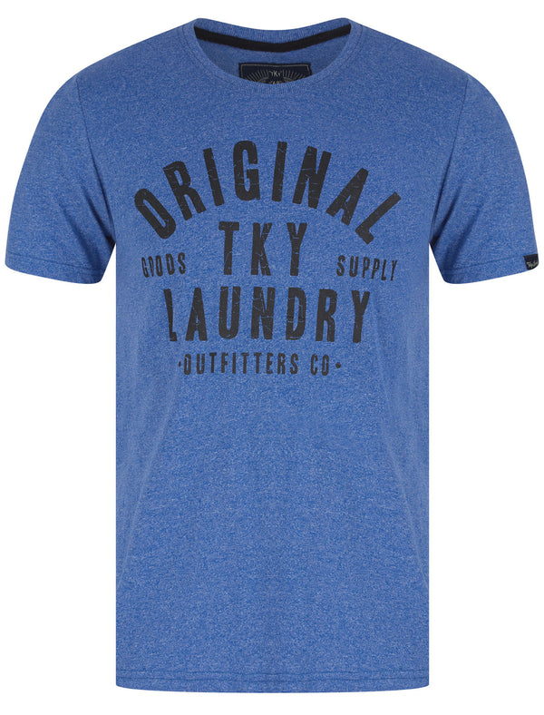 Cartel Motif Cotton Jersey Grindle T-Shirt in Light Blue - Tokyo Laundry