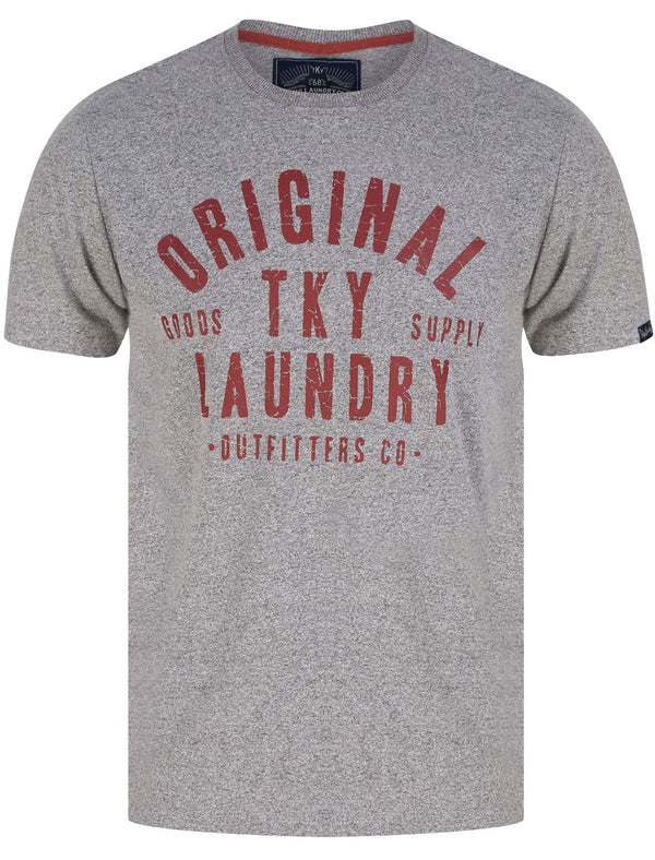 Cartel Motif Cotton Jersey Grindle T-Shirt in Light Grey - Tokyo Laundry