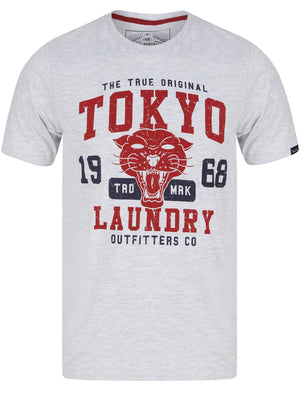 Catwild Motif Cotton Jersey T-Shirt In Ice Grey Marl - Tokyo Laundry