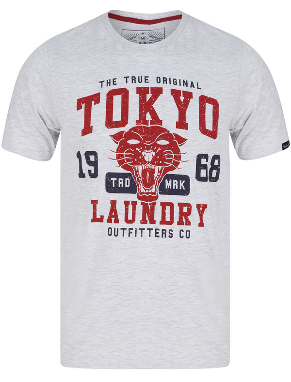 Catwild Motif Cotton Jersey T-Shirt In Ice Grey Marl - Tokyo Laundry