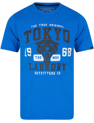 Catwild Motif Cotton Jersey T-Shirt In Jet Blue - Tokyo Laundry