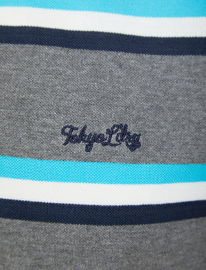 Chilliwack Striped Cotton Pique Polo Shirt In Mid Grey Marl - Tokyo Laundry