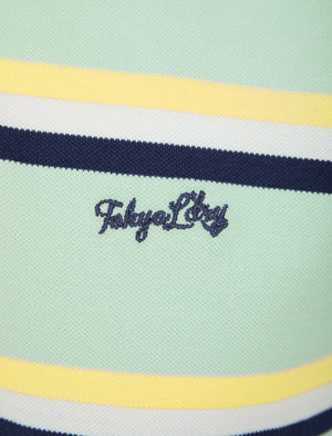 Chilliwack Striped Cotton Pique Polo Shirt In Surf Spray Mint - Tokyo Laundry