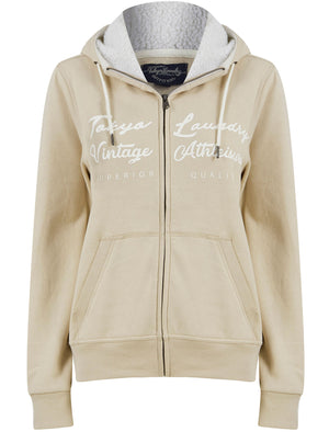 Cirrus Zip Through Fleece Hoodie with Borg Lined Hood in Pumice Stone - Tokyo Laundry