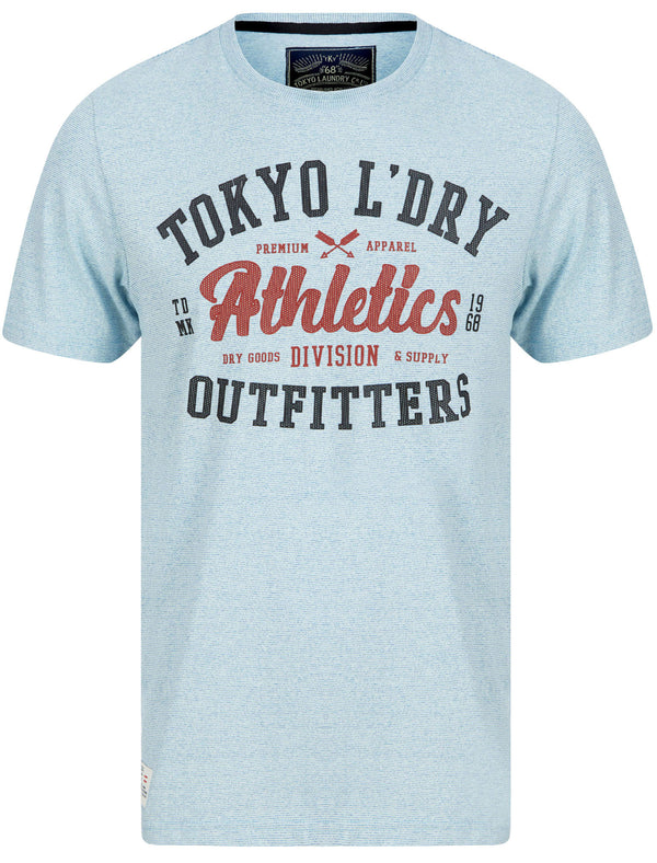 Cloud Motif Microstripe Cotton Jersey T-Shirt In Blue - Tokyo Laundry