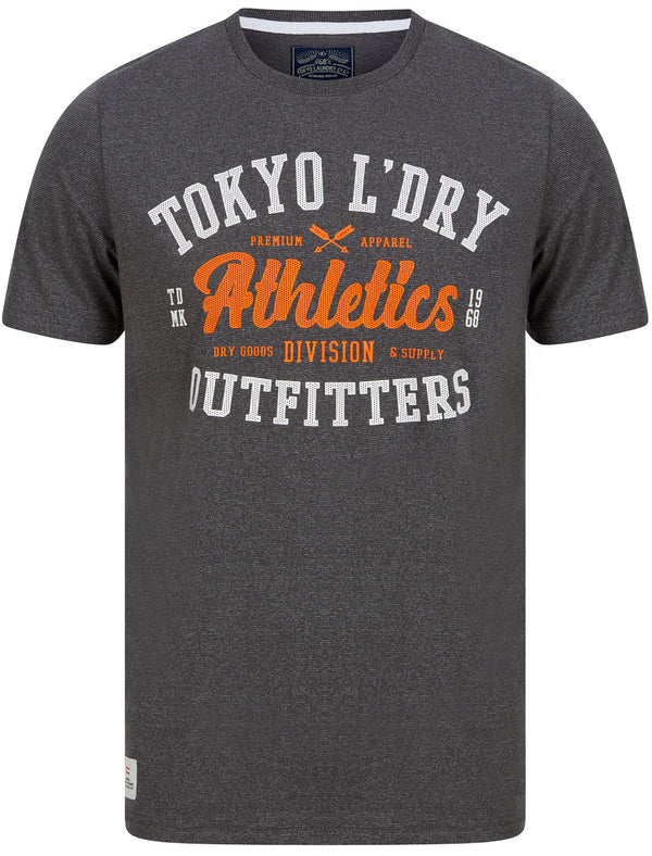 Cloud Motif Microstripe Cotton Jersey T-Shirt In Dark Grey - Tokyo Laundry