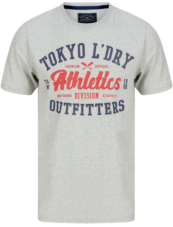 Cloud Motif Microstripe Cotton Jersey T-Shirt In Light Grey - Tokyo Laundry