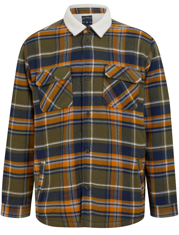 Compston Borg Lined Checked Brush Flannel Overshirt Jacket in Grape Leaf - Tokyo Laundry