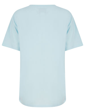 Cora Flocked Motif Cotton Jersey T-Shirt in Sky Blue - Tokyo Laundry
