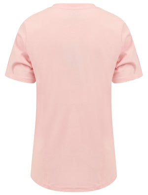 Cora Flocked Motif Cotton Jersey T-Shirt in Silver Pink - Tokyo Laundry