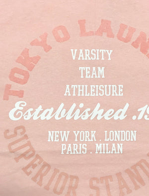 Cora Flocked Motif Cotton Jersey T-Shirt in Silver Pink - Tokyo Laundry