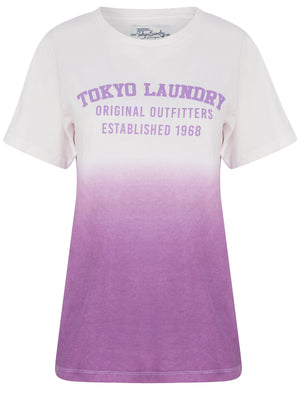 Cressida Motif Dip Dye Cotton Jersey T-Shirt in Iris Orchid - Tokyo Laundry