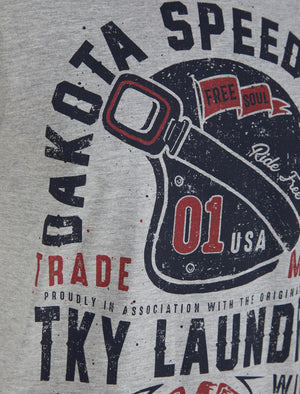 Dakota Speedsters Motif Cotton Jersey T-Shirt in Light Grey Marl - Tokyo Laundry