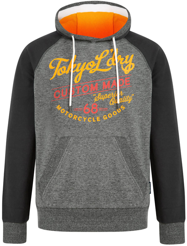 Dawson Raglan Sleeve Brushback Fleece Pullover Hoodie in Pirate Black Siro - Tokyo Laundry