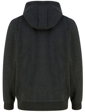 Descent Basic Zip Through Fleece Hoodie with Borg Lined Hood In Charcoal Marl - Tokyo Laundry