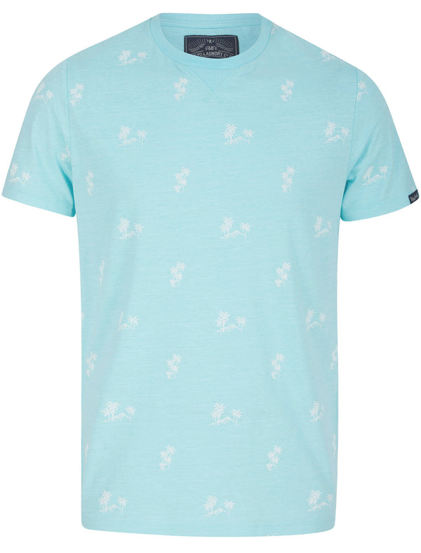 Desert Island Print Cotton Jersey T-Shirt In Angel Blue - Tokyo Laundry