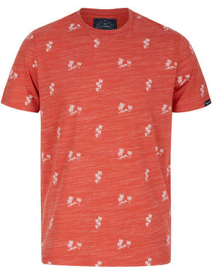 Desert Island Print Cotton Jersey T-Shirt In Washed Red - Tokyo Laundry