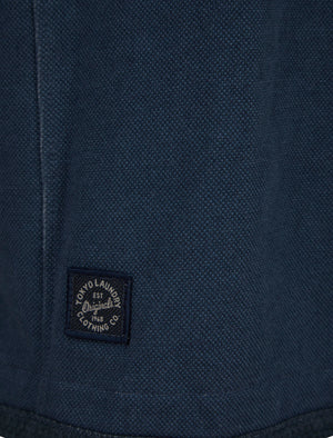 Didsbury Cotton Pique Half Zip Neck Sweater Top in Mood Indigo - Tokyo Laundry