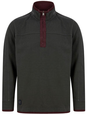 Didsbury Cotton Pique Half Zip Neck Sweater Top in Pirate Black - Tokyo Laundry