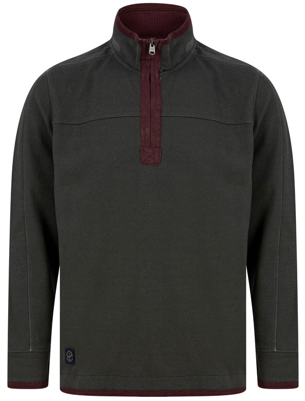 Didsbury Cotton Pique Half Zip Neck Sweater Top in Pirate Black - Tokyo Laundry