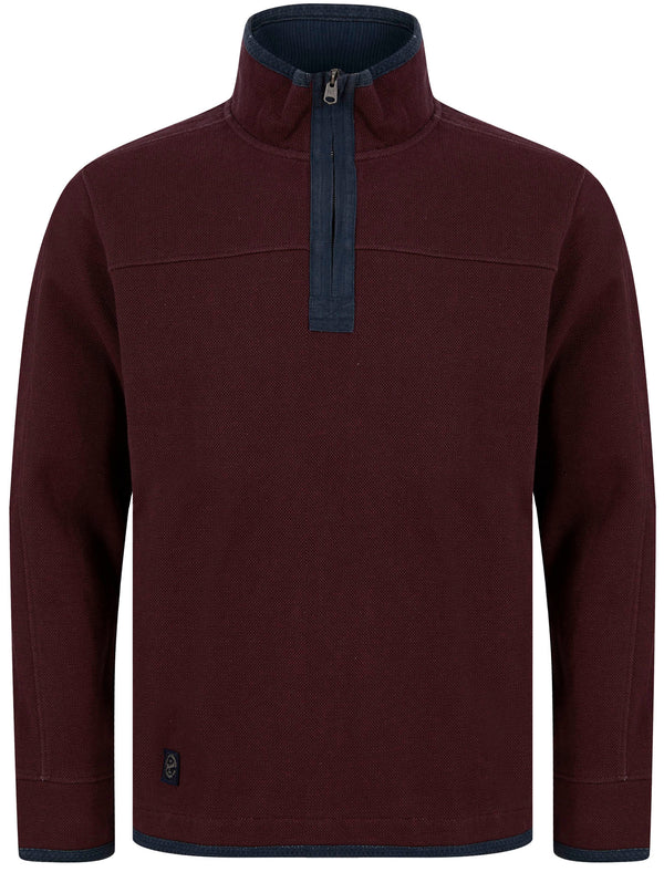 Didsbury Cotton Pique Half Zip Neck Sweater Top in Port Royale - Tokyo Laundry
