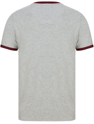 Division Motif Cotton Jersey Ringer T-Shirt In Light Grey Marl - Tokyo Laundry