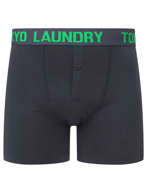 Edward (2 Pack) Boxer Shorts Set in Jolly Green / Mood Indigo - Tokyo Laundry