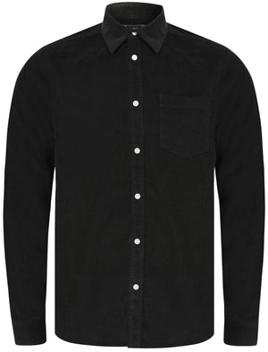Erskine Corduroy Cotton Long Sleeve Shirt In Jet Black - Tokyo Laundry