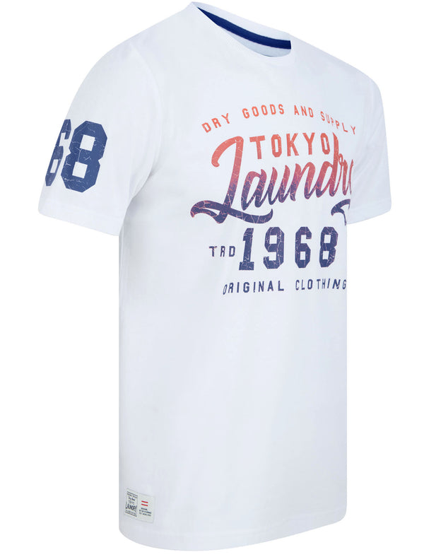 Fading Motif Cotton Jersey T-Shirt In Optic White - Tokyo Laundry