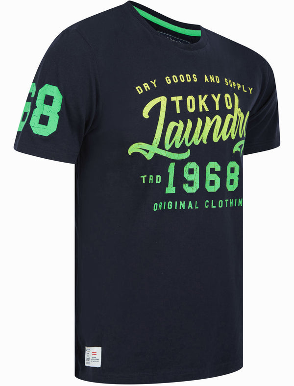 Fading Motif Cotton Jersey T-Shirt In Sky Captain Navy - Tokyo Laundry